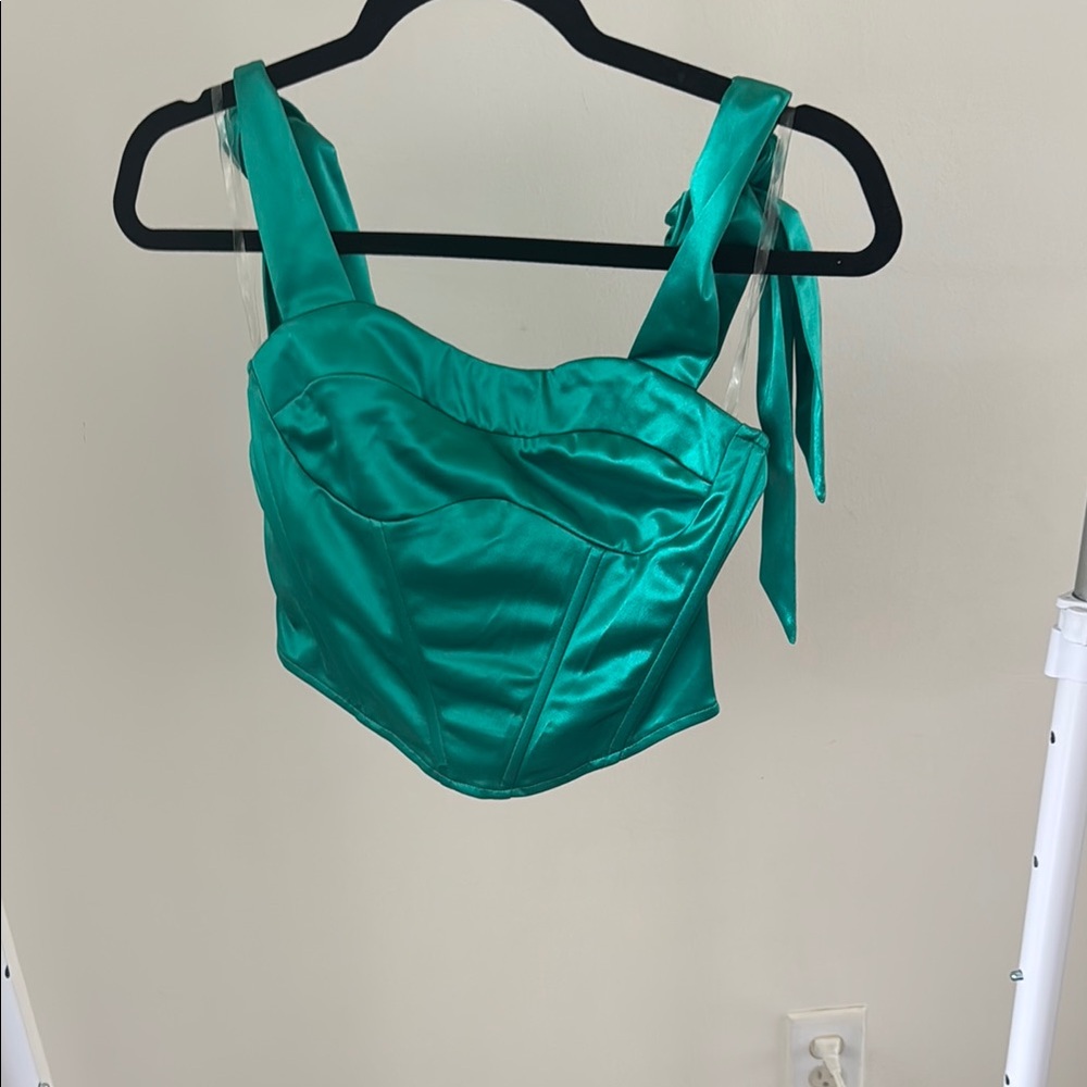 NWT Emerald Green Satin Corset Top
